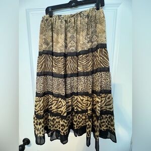 Animal Print Tiered Skirt